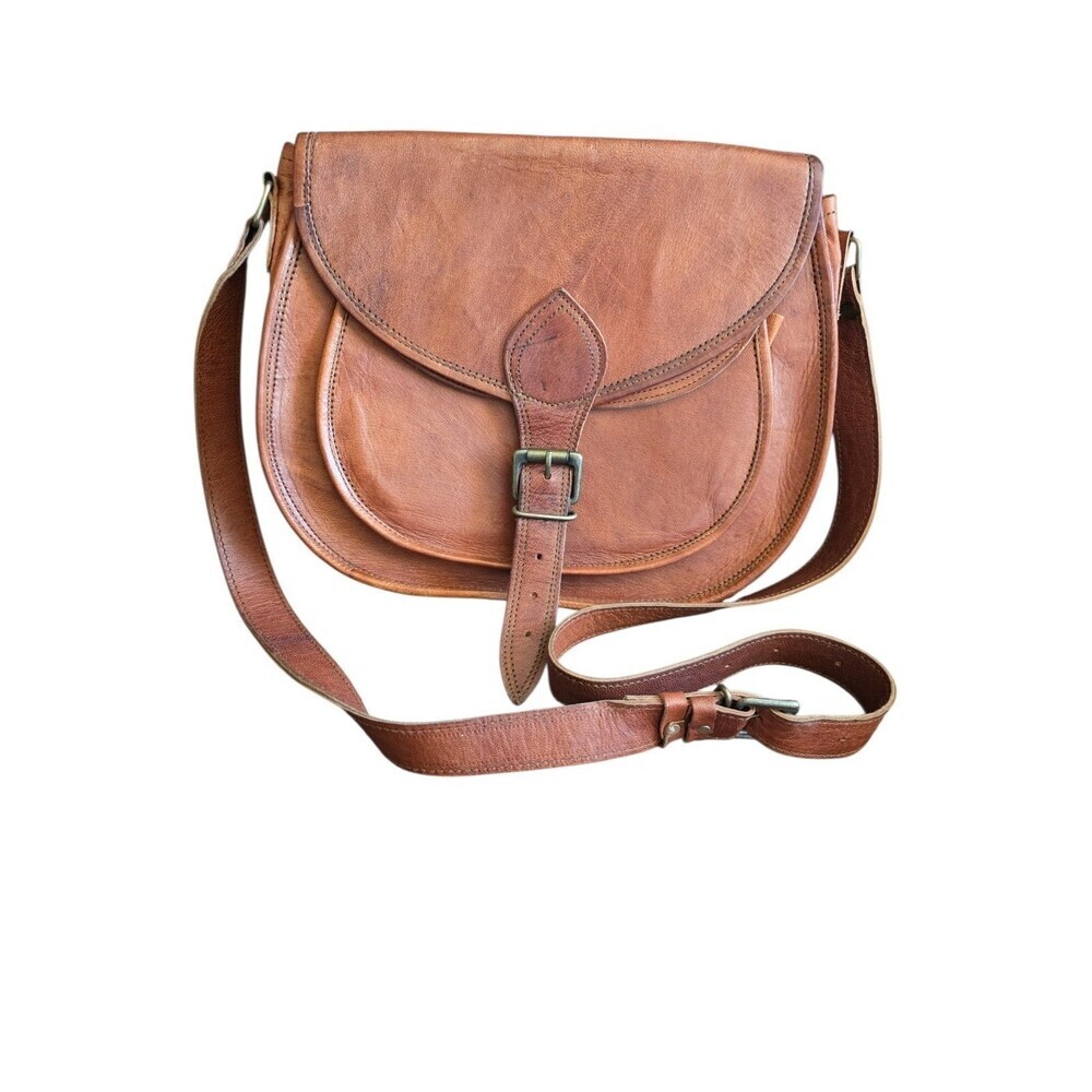 Vintage Leather Purse Satchel And Fable Saddle Medium Messenger Crossbody Brown